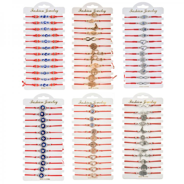 all in one place אביזרי נשים 12pcs/lot Bohemia Handmade Braided Red Rope Chain Bracelet Tree of Life Infinity Love Adjustable Charms Bracelets Women Jewelry