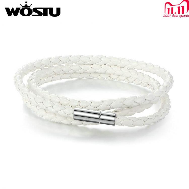 all in one place אביזרי נשים WOSTU High Quality 60CM White PU Leather Wrap Bracelet With Magnet Clasp Jewelry For Women Men Unisex Fashion Pulseira