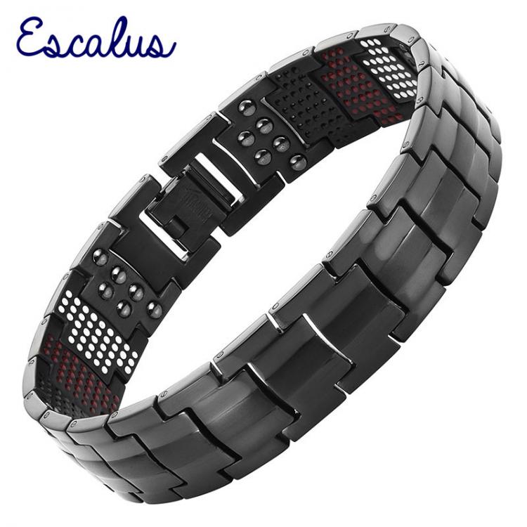all in one place אביזרי נשים Escalus Men's Black Pure Titanium Magnetic Bracelet For Men 4in1 Magnets Negative Ions Germanium Health Bracelets jewelry