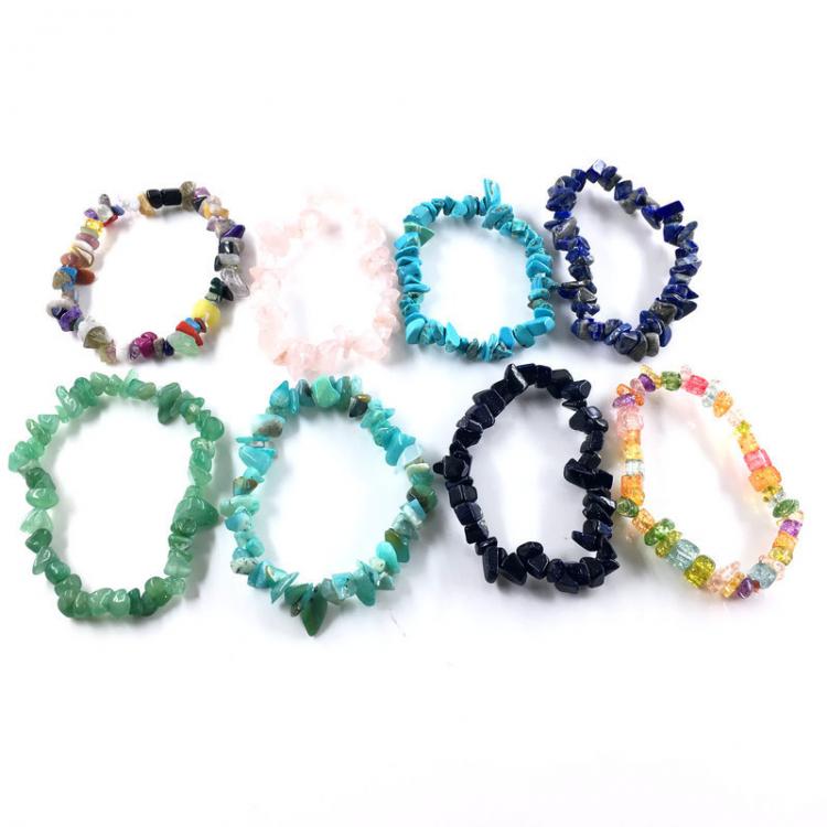 all in one place אביזרי נשים Handmade Stretch 7 Chakra Crystal Chip Bracelet Gravel Bracelet Irregular Natural Stone Charm with Elastic Rope Gift For Women