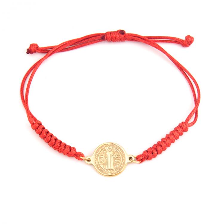 all in one place אביזרי נשים San Benito Women Men Rope Cord Adjustable Bracelet The Saint Benedict Medal pendant Stainless steel black red color