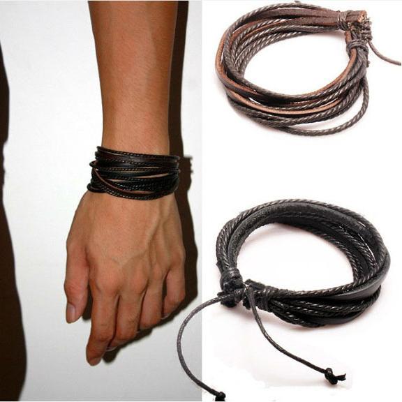 all in one place אביזרי נשים 1Pc Monochrome Woven Leather Bracelet Pure Hand-painted Leather Rope Bracelets Women And Men Bracelet With Braided Rope PK043