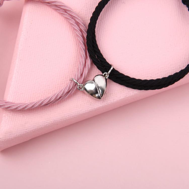 all in one place אביזרי נשים 2pcs Magnetic Bracelet Stainless Steel Heart Pendant Charm Couple Bracelets for Lover Friend Men Women Braid Rope Bracelets