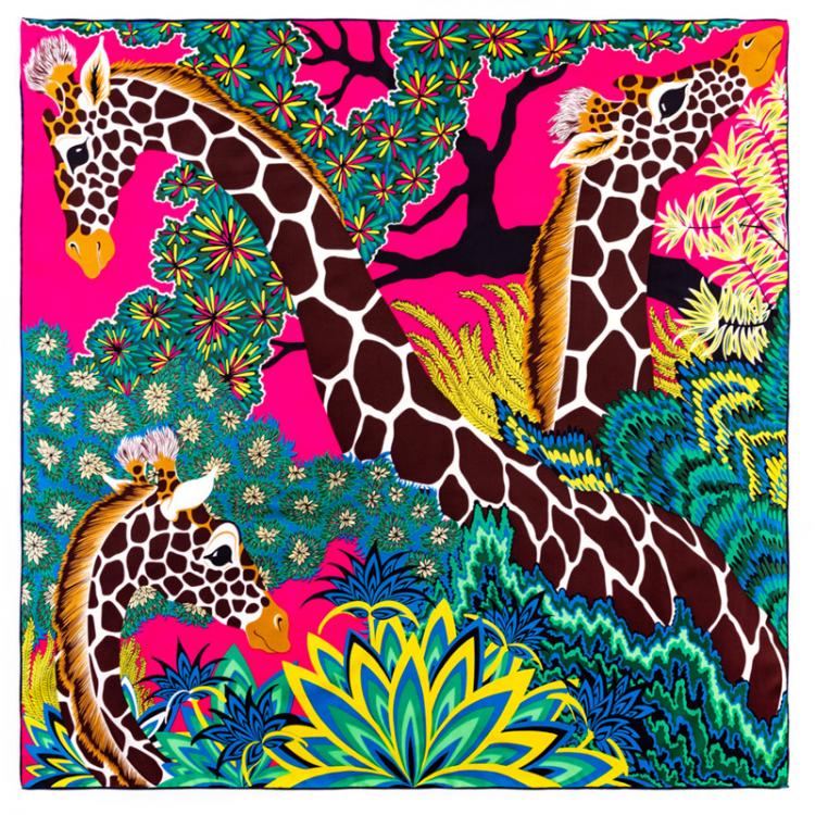all in one place אביזרי נשים POBING Manual Hand Rolled Twill Silk Scarf Women Three Giraffes Square Scarves Echarpes Foulards Femme Wrap Bandana Hijab 90CM