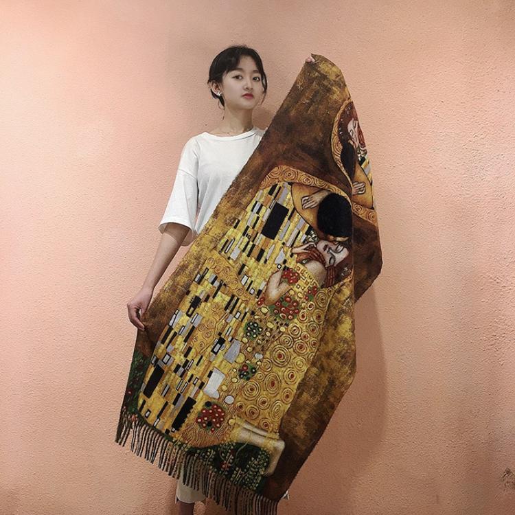 all in one place אביזרי נשים Van Gogh's Oil Painting Cashmere Scarf Women Winter Coffee House Print Wool Shawls and Wraps Ladies Cape Blanket Scarves New