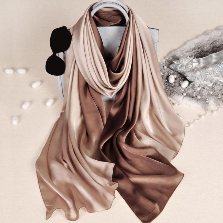 all in one place אביזרי נשים New Design Luxury Brand Solid silk Summer Scarf Gradient Dip dye Women Muslim Hijab Shawl Long Soft Wrap