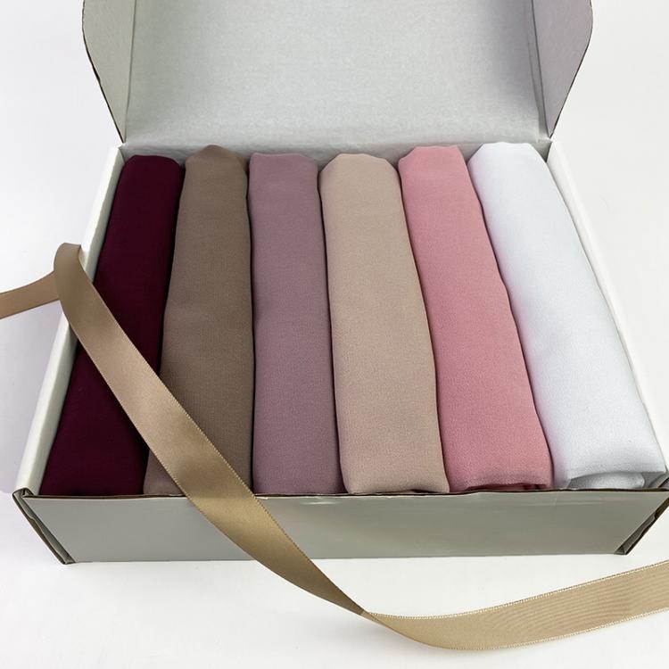 all in one place אביזרי נשים New Elegant Women Bubble Chiffon Solid Muslim Head Scarf Ladies Shawl and Wrap Female Foulard Hijab Stoles Custom Gift Box
