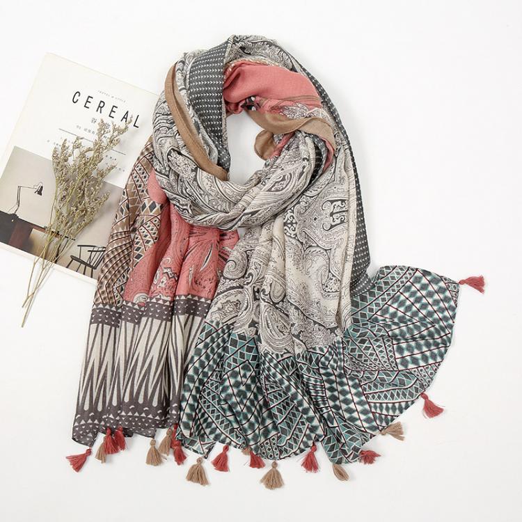 all in one place אביזרי נשים Women Fashion Aztec Cashew Floral Tassel Viscose Shawl Scarf Lady High Quality Wrap Pashmina Stole Bufanda Muslim Hijab 180*90Cm
