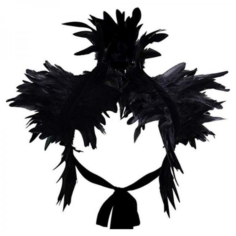 all in one place אביזרי נשים Feather Shrug Shawl Feather Fake Collar Shoulder Wrap Cape Gothic Collar with Ribbon Ties Cosplay Costume Party Scarf Women