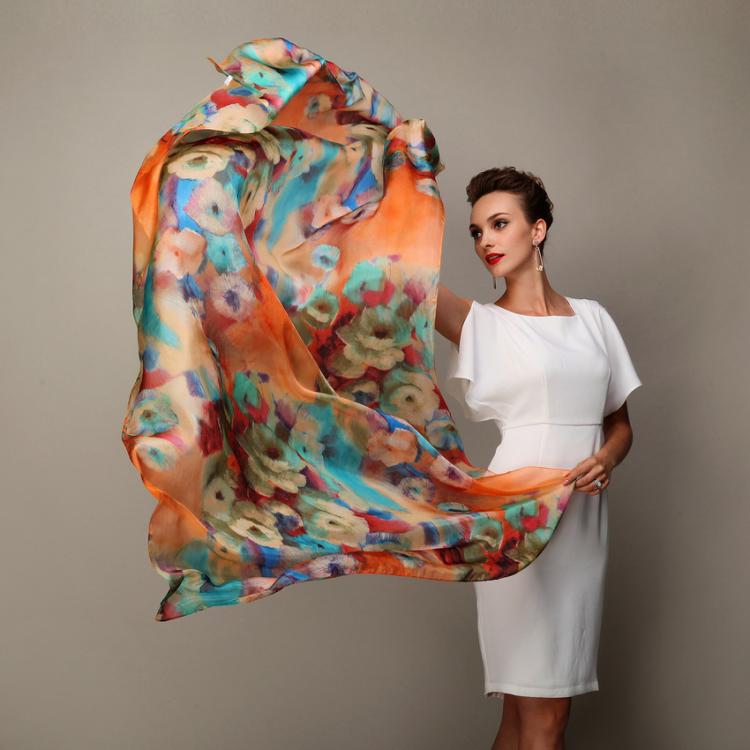 all in one place אביזרי נשים 2016 Winter Fashion Women's Scarf Hot Sale Mulberry Silk Scarves Shawl Female Long Silk Scarf Blue and Coffee 180*110cm