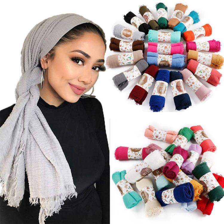 all in one place אביזרי נשים 180X90CM 66-105 color Classic simple easy classy crinkle crimp cotton turban hijab shawls women muslim scarf