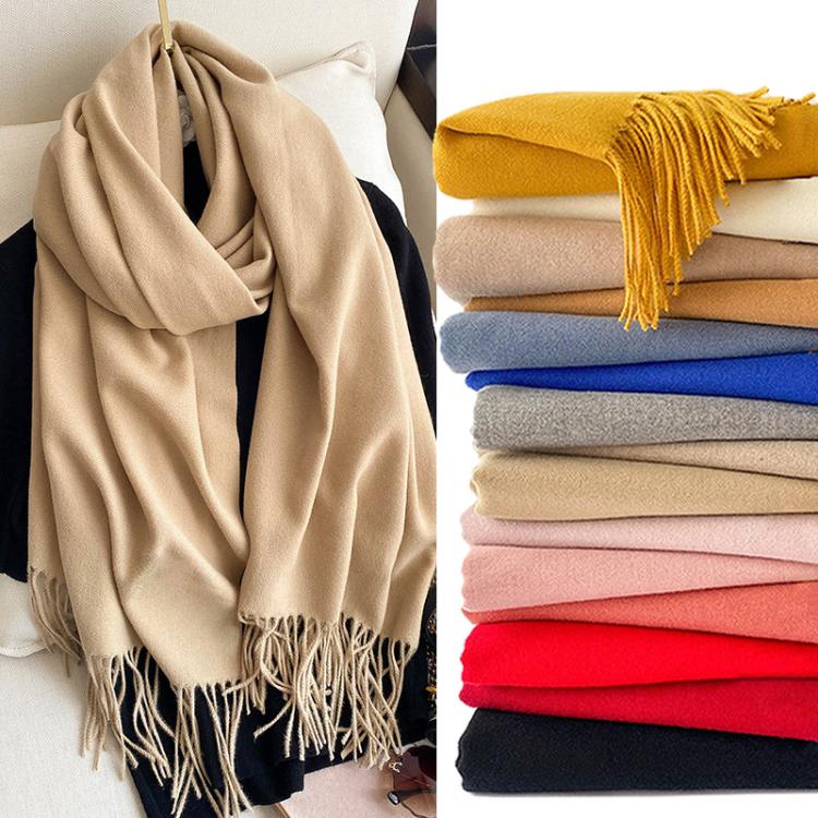 all in one place אביזרי נשים 2021 winter scarf solid thick women cashmere scarves neck head warm hijabs pashmina lady shawls and wraps bandana Tassel
