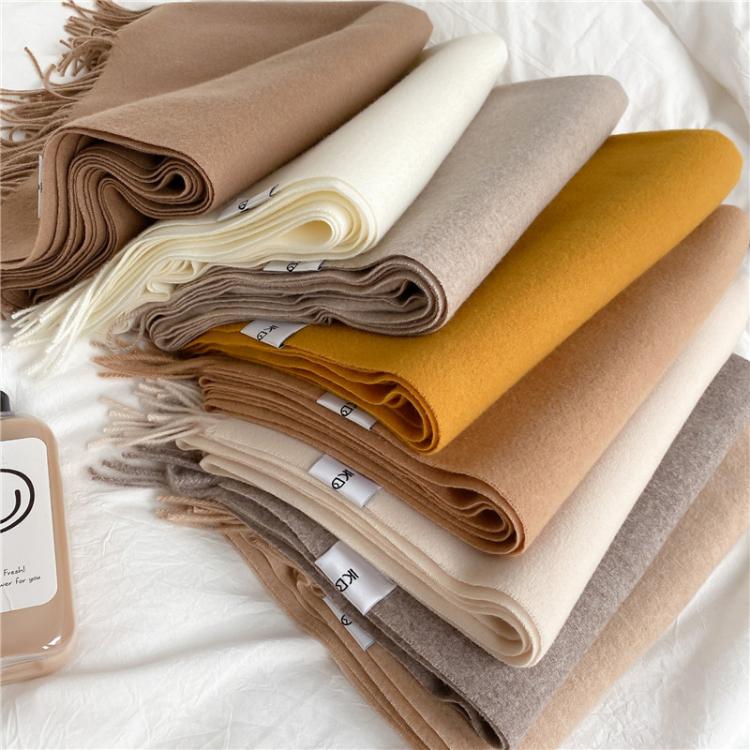 all in one place אביזרי נשים 2021 Winter Scarf Solid Thicker Women Wool Cashmere Scarves Neck Head Warm Pashmina Lady Shawls And Wraps Bandana Tassel