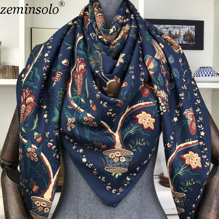 all in one place אביזרי נשים Luxury Brand 100% Twill Silk Scarf Square 130*130cm Scarf Scarves New Design Print Kerchief Women Neck Shawl Wraps Echarpe Hijab