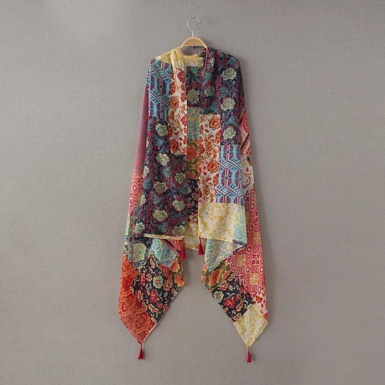all in one place אביזרי נשים Ladies Fashion African Ethnic Patchwork Floral Tassel Viscose Shawl Scarf Winter Muffler Headband Foulard Sjaal Wrap Hijab Snood