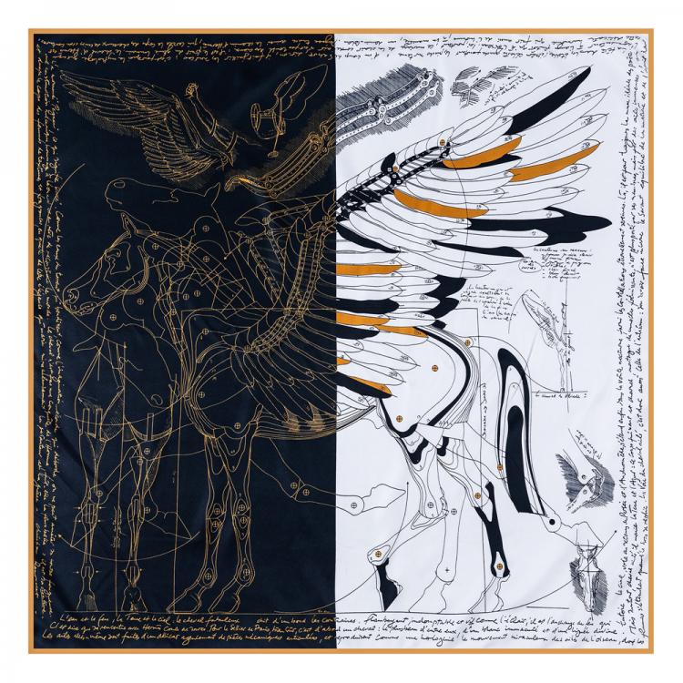 all in one place אביזרי נשים Manual Hand Rolled Twill Silk Scarf Women Fly Horse Print Square Scarves Echarpes Curled Foulards Femme Wrap Bandana Hijab 90CM