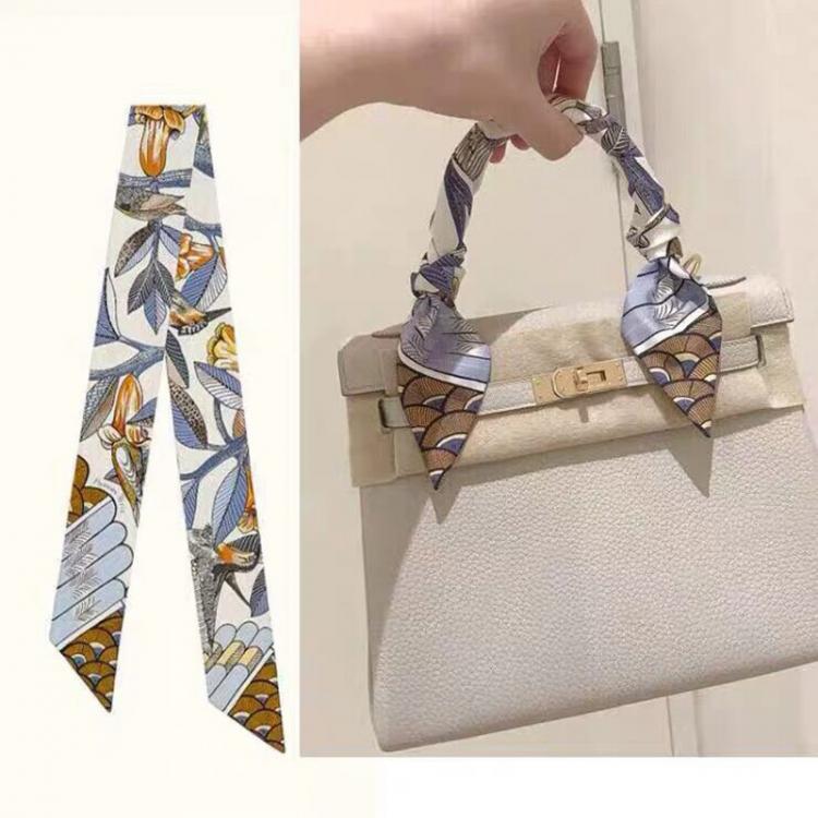 all in one place אביזרי נשים Small Floral Printed Head Scarf Tie New Fashion Design Small Silk Women Scarf Skinny Handle Bag Hair Neck Scarves Tie
