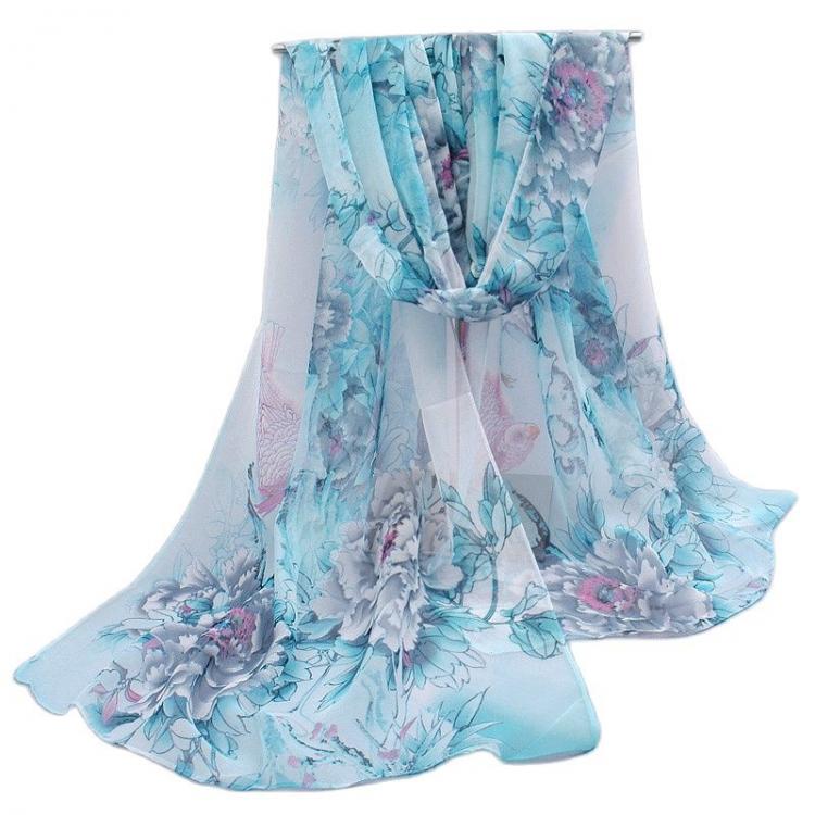 all in one place אביזרי נשים Chiffon Silk Scarf Floral Printed New Design Elegant Soft Wraps Flower Scarves for Women AA10032