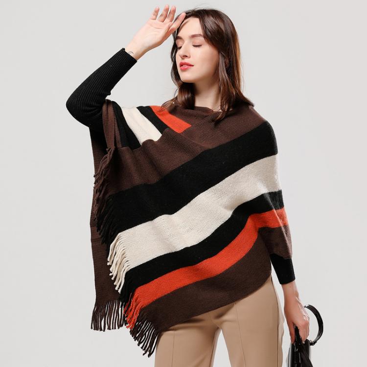 all in one place אביזרי נשים Fashion Knitted Long Tassel Cloak Women Splicing Striped Warm Shawl Scarf  Winter Pullover Hijab Scarf Bandana