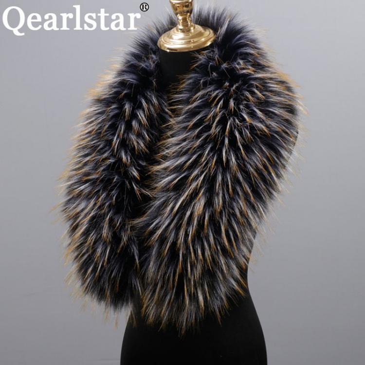 all in one place אביזרי נשים 2020 New Style Faux Fur Collar 100% High Quality Fur Scarf Super Luxury Fashion Women Men Collar Jackets Hood Shawl Wraps ZH04