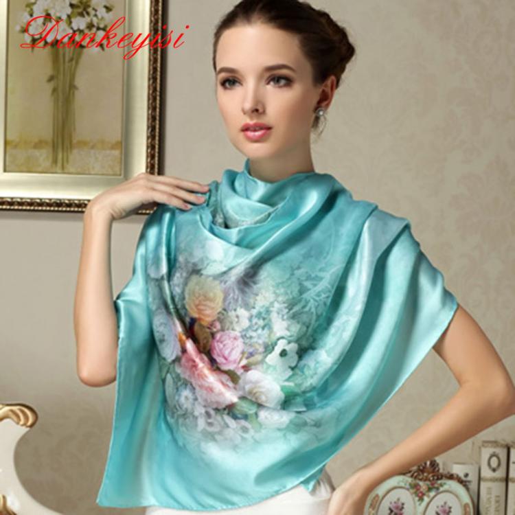 all in one place אביזרי נשים DANKEYISI 100% Mulberry Long Scarf Women Silk Scarf Luxury Brand Scarf Shawl Silk Scarves Long Printed Shawls Beach Cover-ups