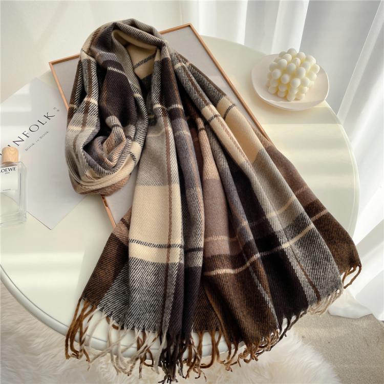 all in one place אביזרי נשים Thick Warm Winter Scarf Design Print Women Cashmere Pashmina Shawl Lady Wrap Tassel Scarves Knitted Men Foulard Blanket