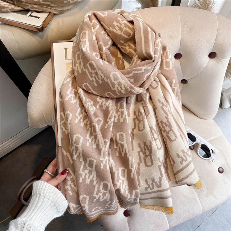 all in one place אביזרי נשים Design Letter Pashmina Shawl Scarf Women Cashmere Warm Doubel-sided Blanket Wraps Thick Bufanda Hijab Stoles 2021 New