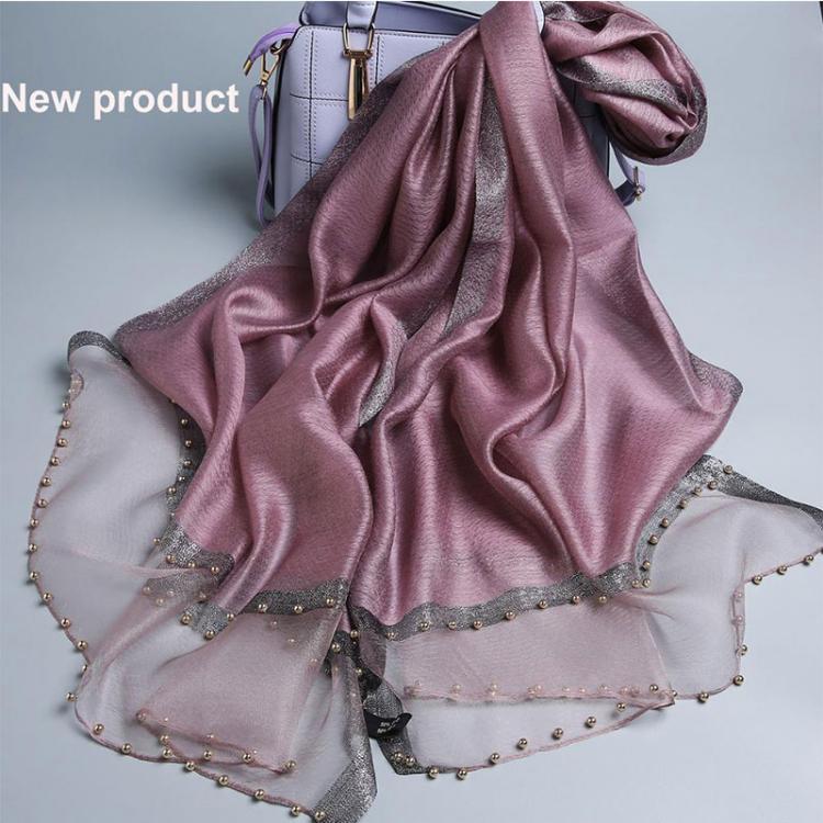 all in one place אביזרי נשים Luxury brand women scarf luxury summer silk scarves lady shawl wrap hijab foulard female bandana pashmina Pearl jewel headband