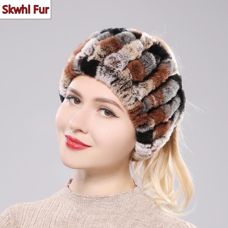 all in one place אביזרי נשים Women Real Fur Handmade Stretch Fur Scarf Knit Genuine Rex Rabbit Fur Headbands Girls Natural Fur Ring Cowl Snood Scarves Winter