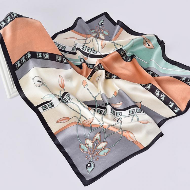 all in one place אביזרי נשים 100% Natural Silk Square Scarf  Women Flower Print Small Real Silk Bandana Hair Scarf Luxury Neckscarf Pure Silk Head Scarf