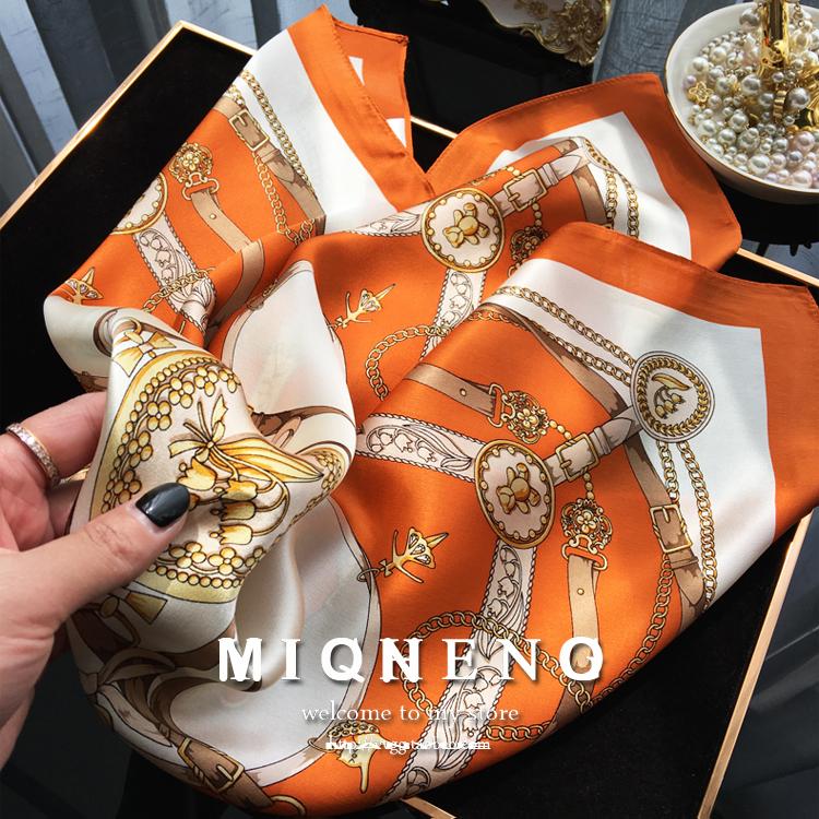all in one place אביזרי נשים Print Square Silk Scarf Women Fashion Satin Bandana Lady Shawl and Wrap Headband Bag Scarves Hair Band Neckerchief Female Hijab