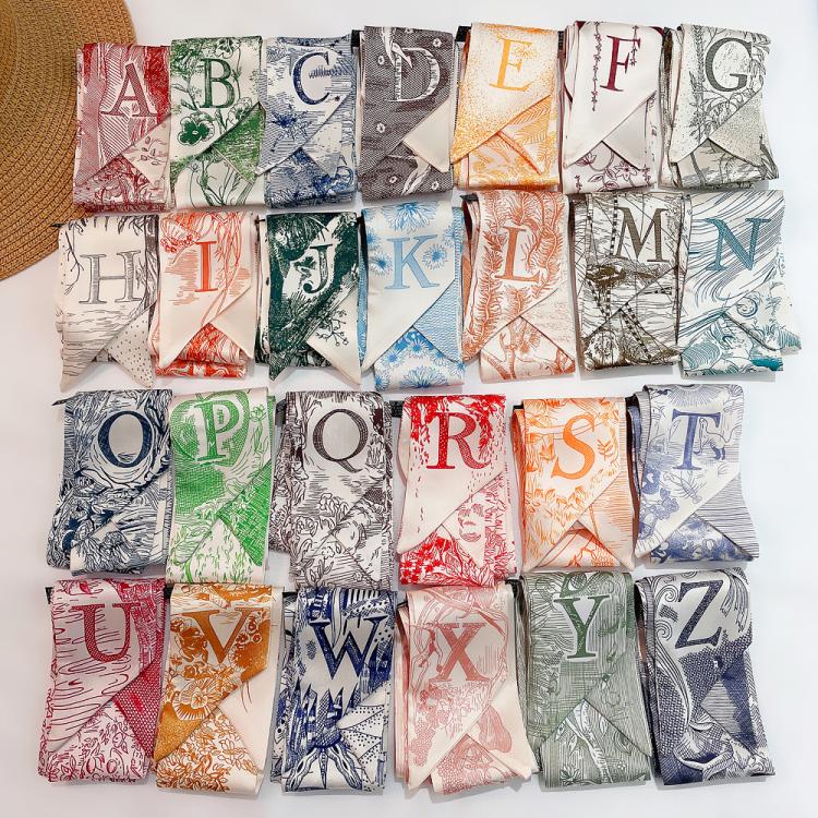 all in one place אביזרי נשים 26 Letters Tarot Constellation Luxury Bag Scarf Brand Twill Silk Scarves Women New Design Hijab Neckerchief Hair Scarf Headbands