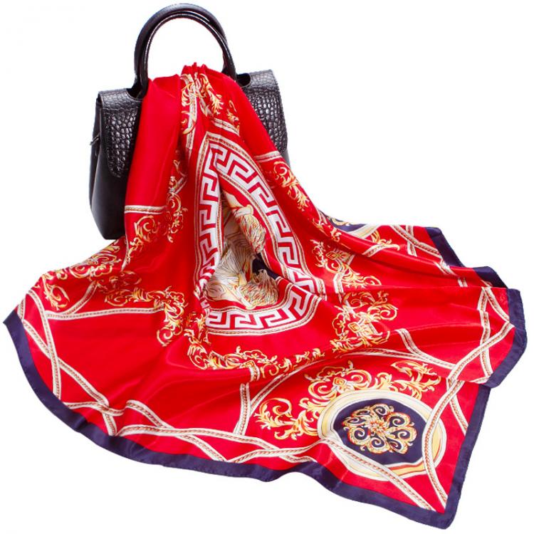 all in one place אביזרי נשים 90*90cm Silk Scarf Spring and Summer Printed Satin Square Silk Shawl Wrap Ladies Outdoor Neck Decorate Bandana Scarf Women