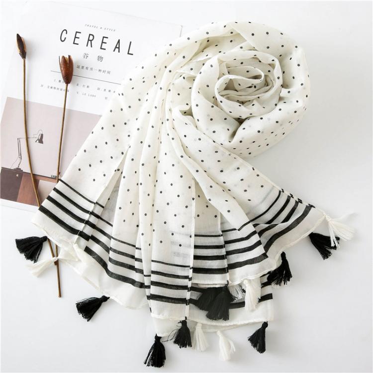 all in one place אביזרי נשים Women cotton Scarf bohemia dot Print Hijab Shawls and Wraps Long Tassel Female Foulard 2020 New Designer Bandana Pashmina