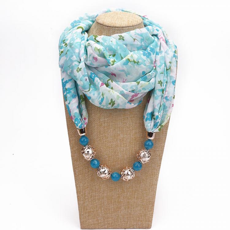 all in one place אביזרי נשים Fashion Beading Pendant Print Chiffon Women Ring Scarf European American Multi-style Necklace Pendant Scarf Head Scarves Hijab