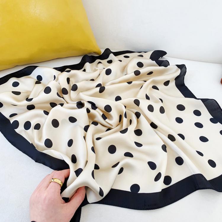 all in one place אביזרי נשים 70*70cm Fashion Handkerchief Dot Print Silk Satin Neck Scarf For Women Small Shawls Hair Scarfs Female Bag Scarves For Ladies