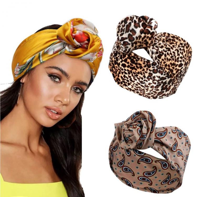 all in one place אביזרי נשים New Printed Wire Hairband Yoga Headband Sweat Absorbing Women's Wide Brimmed Scarf Headdress Lady Tire Fashion Hair Towel Gir