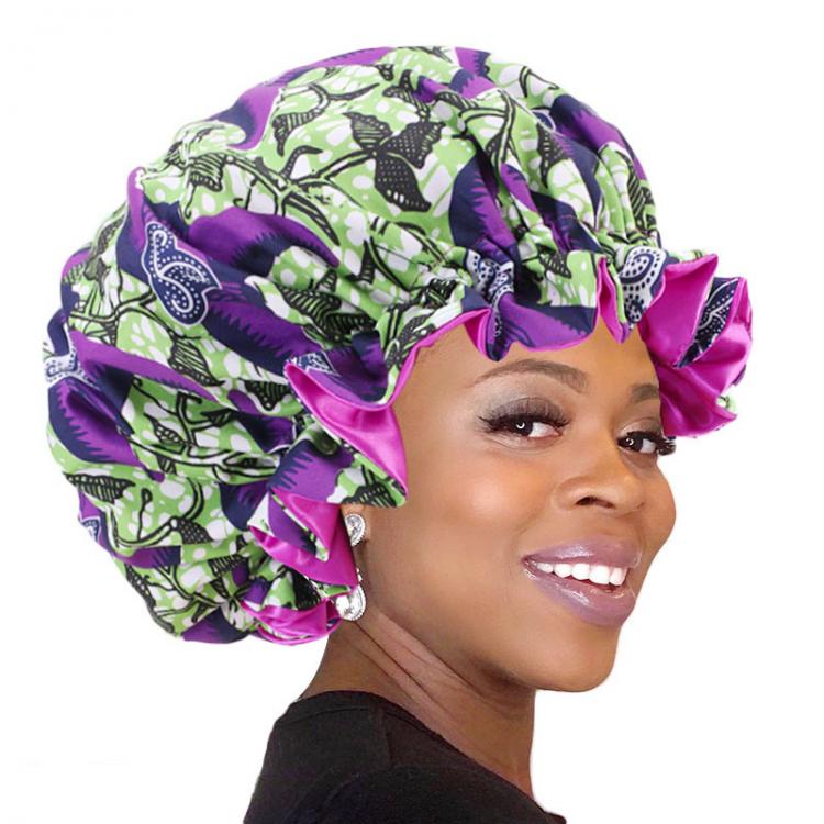 all in one place אביזרי נשים African Ankara Pattern Print Bonnet Night Sleep Cap Big Size Double Layer Satin Turban Women Hair Care Soft Hats Chemo Headwear