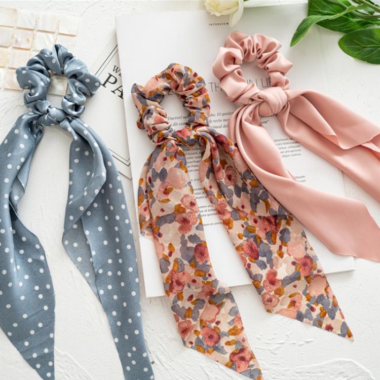 all in one place אביזרי נשים Fashion Print Bow Scrunchies Hair Ribbon for Women Ponytail Scarf Sweet Elastic Hair Band Girls Hair Ties Hair Accessories Gifts