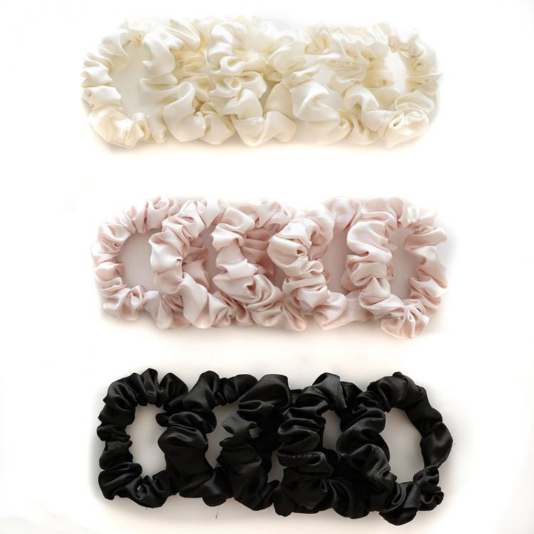 all in one place אביזרי נשים 5Pcs Silk Scrunchies Set Hair Rope Ponytail Holder Hair Ring Solid Black White Pink Elastic Hair Circle Rubber Band Accessories