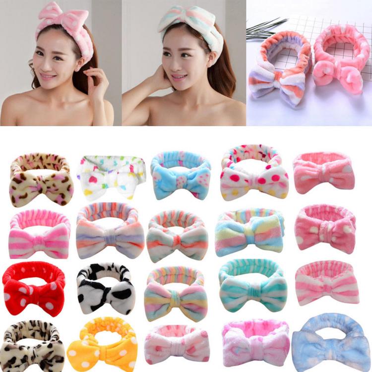 all in one place אביזרי נשים Korean Fashion Dot Printed Plush Bow Headbands Wash Face soft Hairband Makeup Headwrap Turban Elastic Headband Hair Accessories