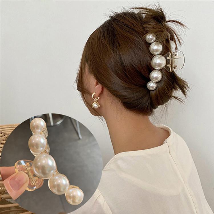 all in one place אביזרי נשים Elegant Big Pearl Hair Claw Woman Girls Hairpin Fashion Barrettes Hairgrip Acrylic Hair Clips Crab Headwear Hair Accessories