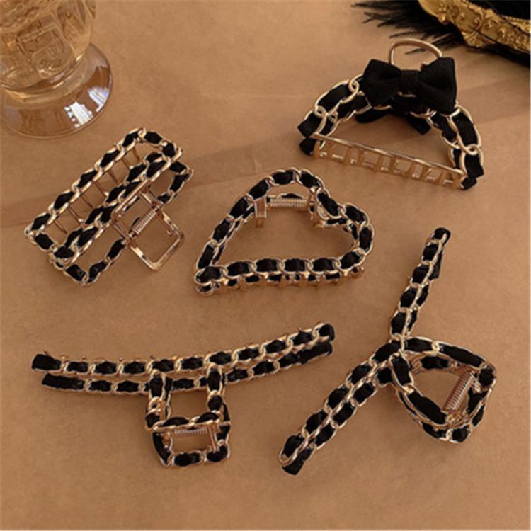 all in one place אביזרי נשים Chain Hair Claw Clip Clamp For Women Girl Alloy Geometric Bow Knot Korean Handmade Fashion Head Accessories Mujer Wholesale