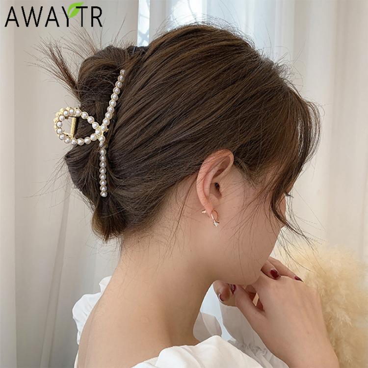 all in one place אביזרי נשים New Women Elegant Luxury Crystal Pearls Geometric Big Metal Hair Claws Sweet Headband Hair Clip Hairpin Fashion Hair Accessories