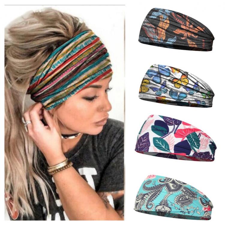 all in one place אביזרי נשים Women Hair Bands Headband Bohemian Sports Run Bandage Elastic Girl  Wide Headband Print Wide Headwrap Headpiece Hairband Ladies