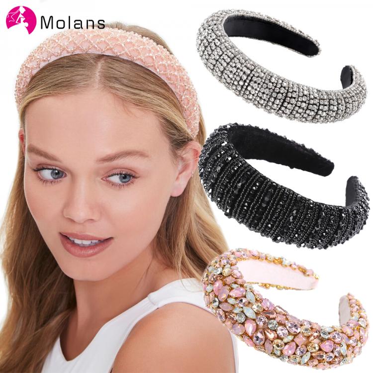 all in one place אביזרי נשים MOLANS Sparkly Padded Rhinestones Headbands for Women Full Crystal Luxurious Hairbands Baroque Diamond Tiara Hair Accessories