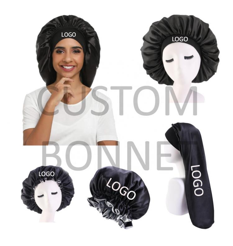 all in one place אביזרי נשים Low MOQ Custom Logo Design Hair Satin Silk Bonnet For Women free shipping