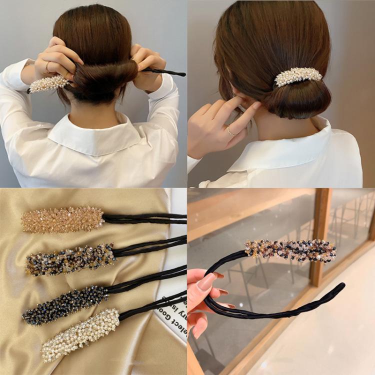 all in one place אביזרי נשים Ruoshui Woman Rhinestone Pearl Flower Hair Bun Maker DIY Hairstyle Tool For Ladies Hair Accessories Bridal Hairband