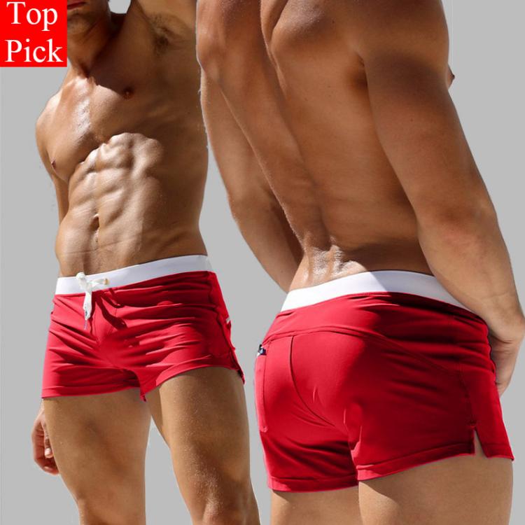 all in one place בגדי גברים TOPPICK Men's swimming Trunks Pocket Swimwear Men Sexy Men's swimsuit Sports Swimming Shorts Mens Swim Briefs Zwembroek 