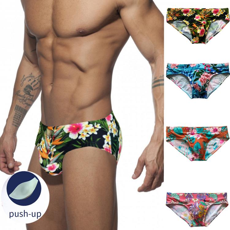 all in one place בגדי גברים New Low Waist Swimwear Push Pad Swim Briefs Print Men Swimsuit Sexy Bathing Suit Quick Dry Summer Sport Beach Wear Surf Gay